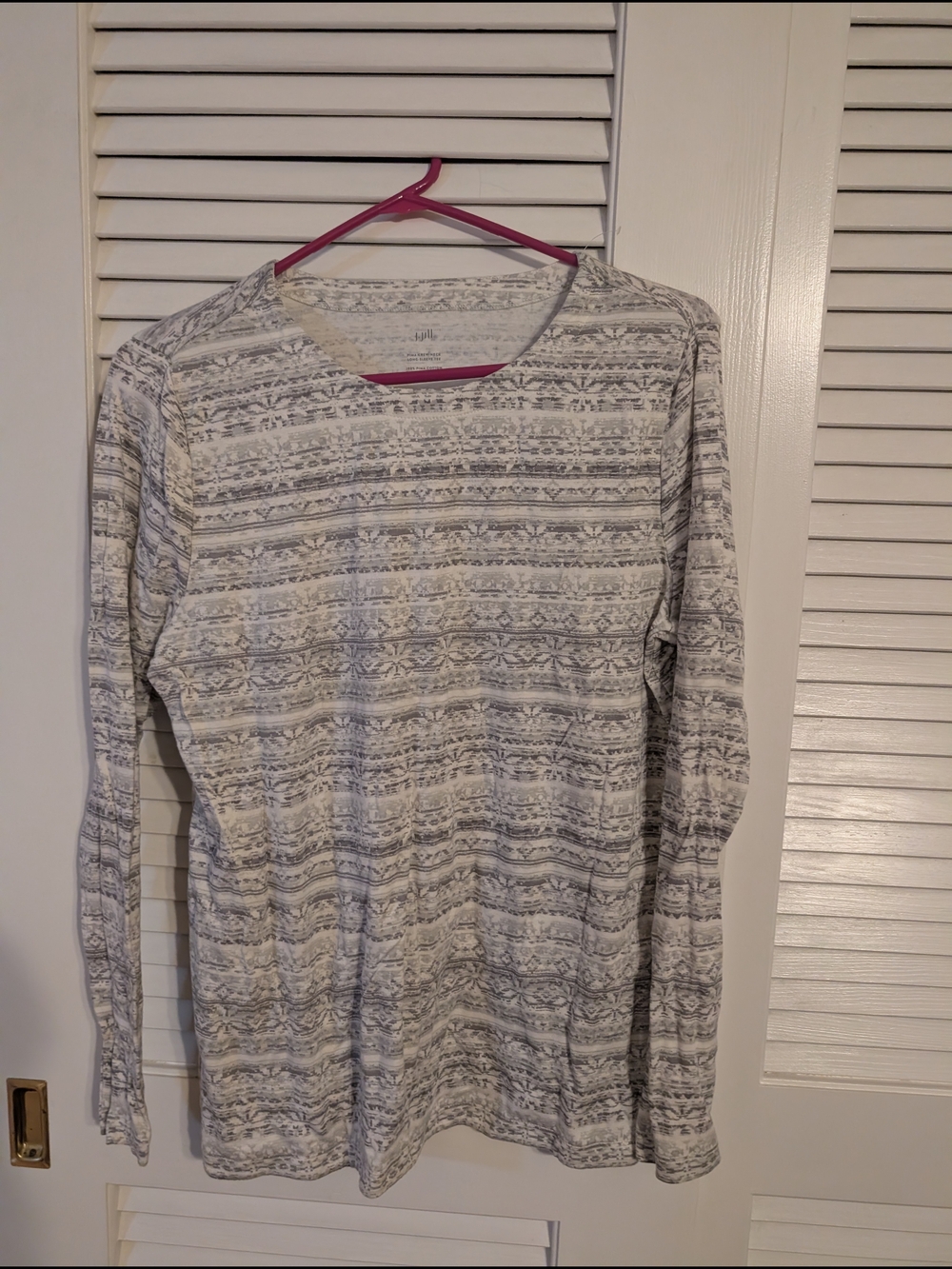 J. Jill Heathered Light Gray Pima Crewneck Long Sleeve Tee